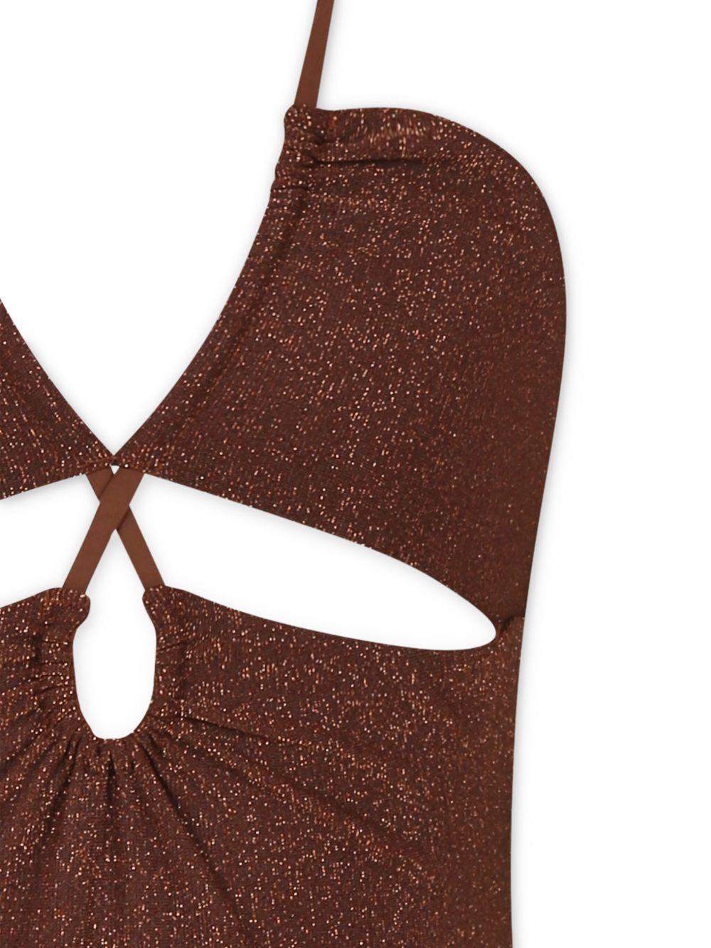 Costume intero per bambina MC2 Saint Barth Kids marrone con dettaglio cut-out KNS0002 01222H MC2 ST. BARTH KIDS 