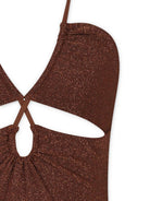 Costume intero per bambina MC2 Saint Barth Kids marrone con dettaglio cut-out KNS0002 01222H MC2 ST. BARTH KIDS 