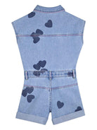Tuta corta per bambina Billieblush in denim con stampa cuori U21923 Z18 BILLIEBLUSH KIDS 