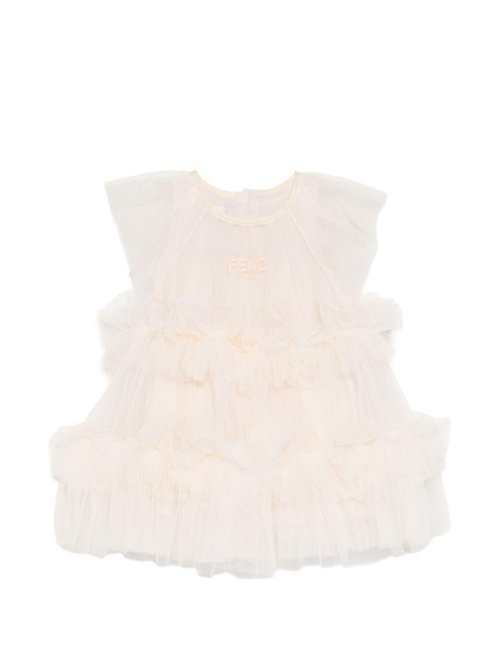 Abito per neonata Fendi Kids rosa con ricamo logo sul davanti BFB600 AEXX F0MXV FENDI KIDS 