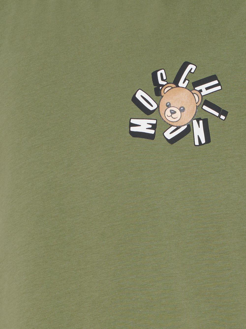 T-shirt per bambini Moschino Kids verde con stampa Teddy Bear HUM05OLAA03 30037 MOSCHINO KIDS 