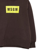 Felpa per bambino MSGM Kids marrone con dettaglio logo S6MSJUSW009 943 MSGM KIDS 