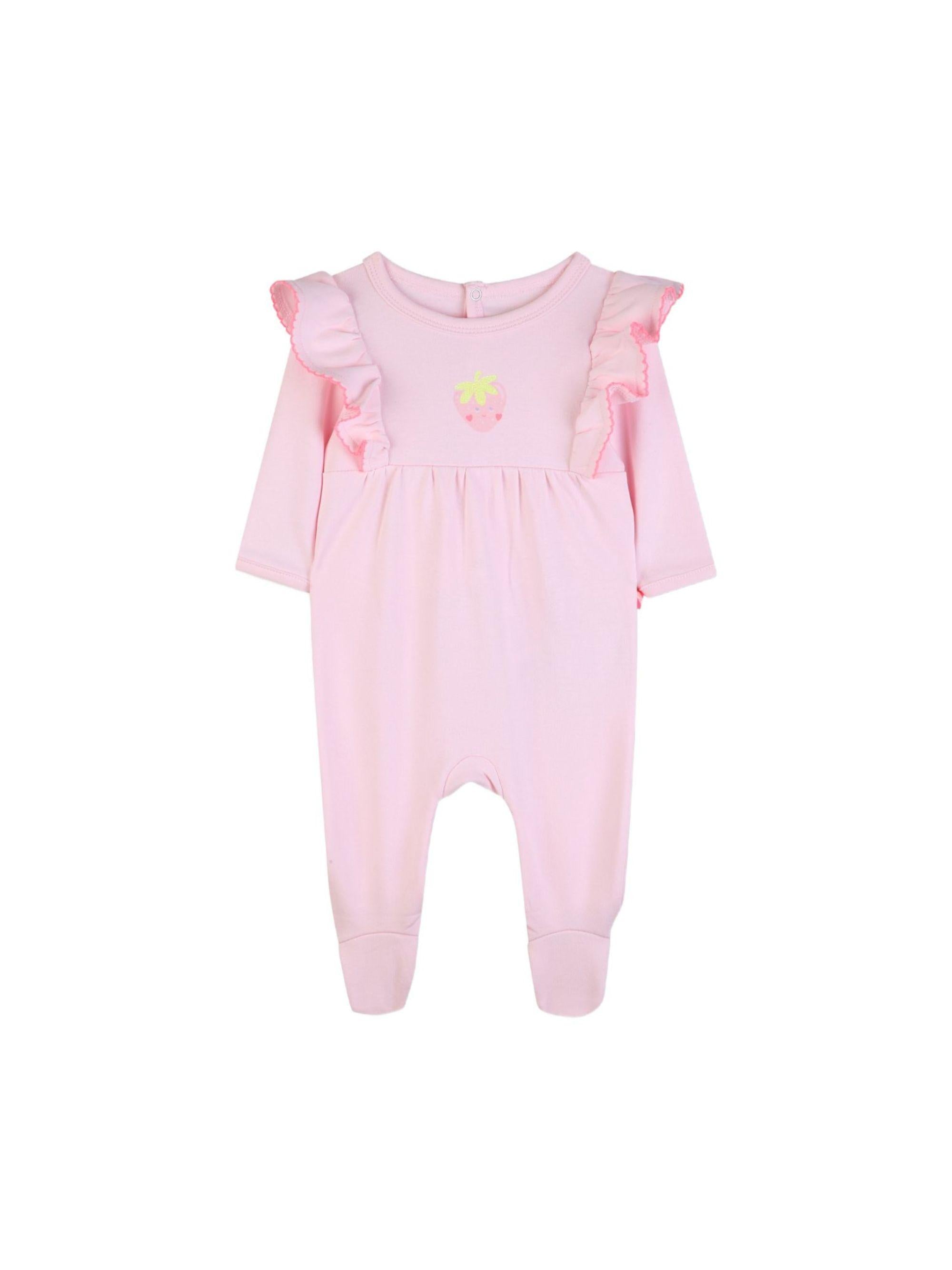 Tutina per neonata Billieblush rosa con ricamo fragola sul davanti U21811 44L BILLIEBLUSH KIDS 
