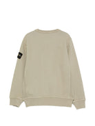 Felpa per bambino Stone Island Kids beige con distintivo Compass L2S166100001S0A20 V0068 STONE ISLAND KIDS 