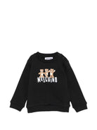 Felpa per neonati Moschino Kids nera con stampa tre Teddy Bear MTF060LCA89 60100 MOSCHINO KIDS 