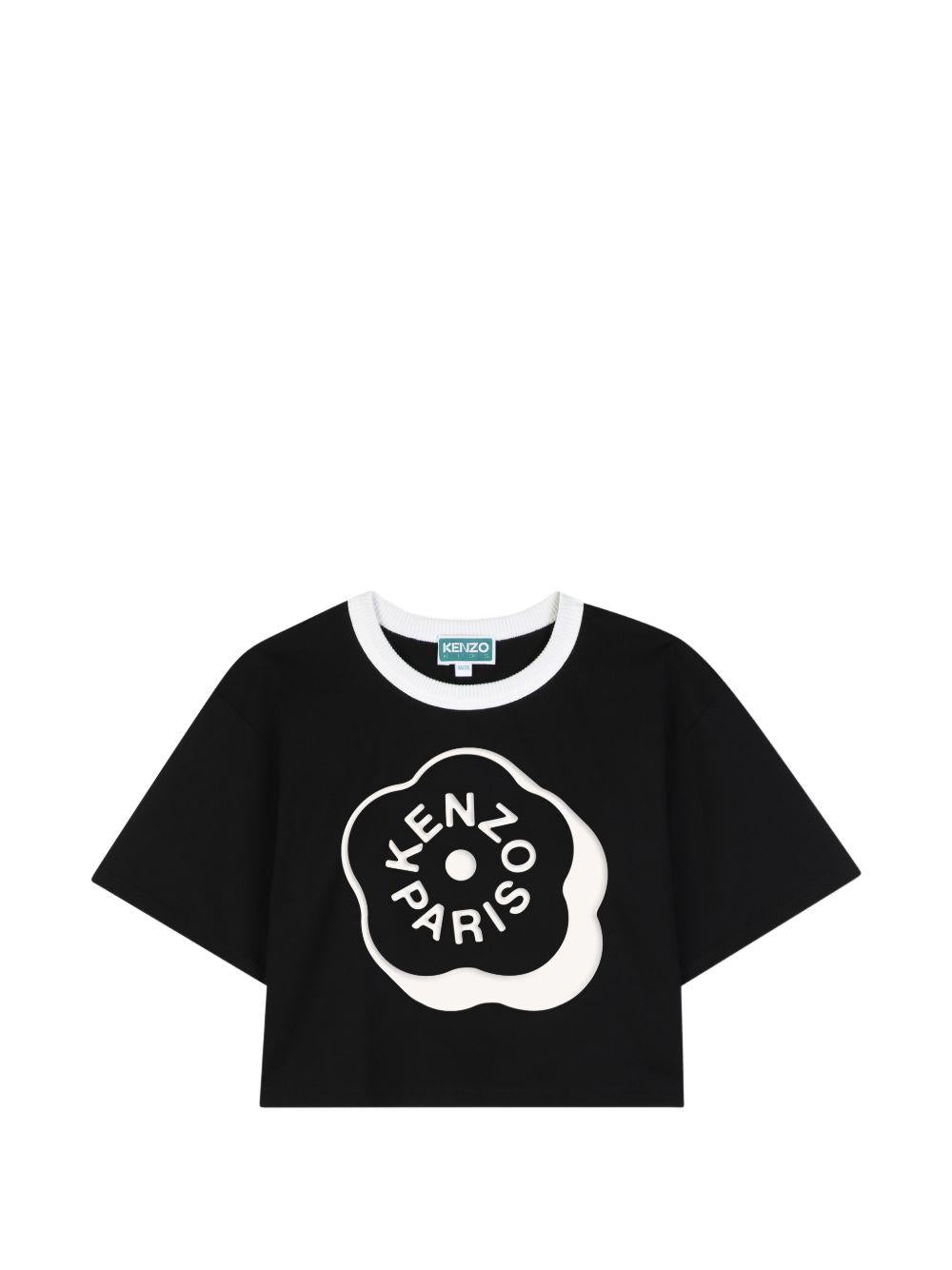 T-shirt per bambina Kenzo Kids nera con taglio crop K62004 09B KENZO KIDS 