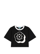 T-shirt per bambina Kenzo Kids nera con taglio crop K62004 09B KENZO KIDS 