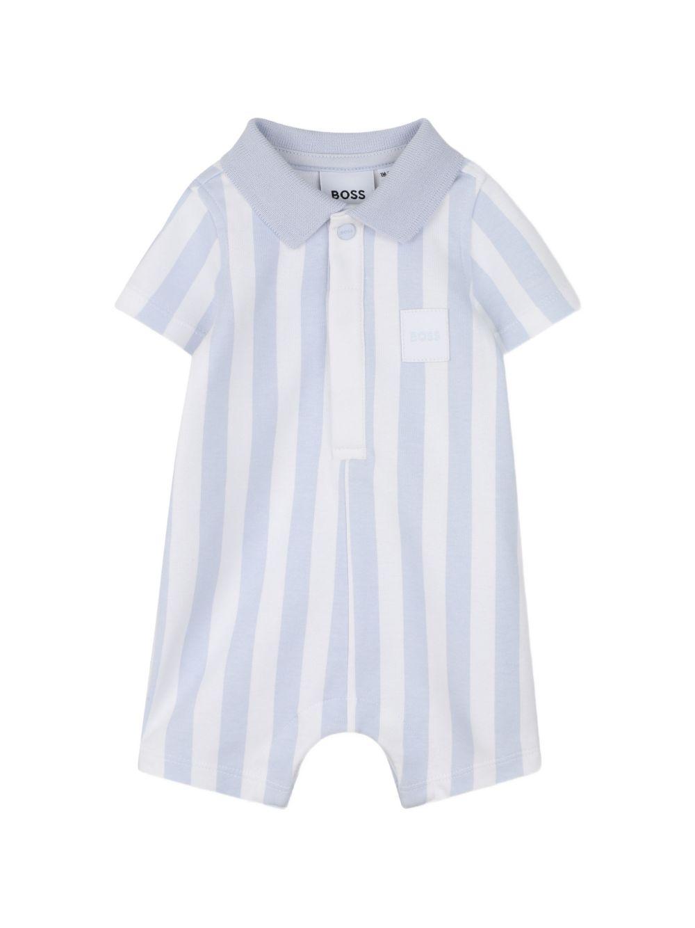 Tutina per neonato Boss Kids azzurra con motivo a righe verticali J53032 771 BOSS KIDS 