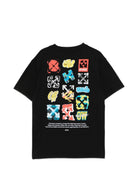 T-shirt per bambino Off-White Kids nera con stampa grafica 44BAA002S26J007 001 OFF WHITE KIDS 