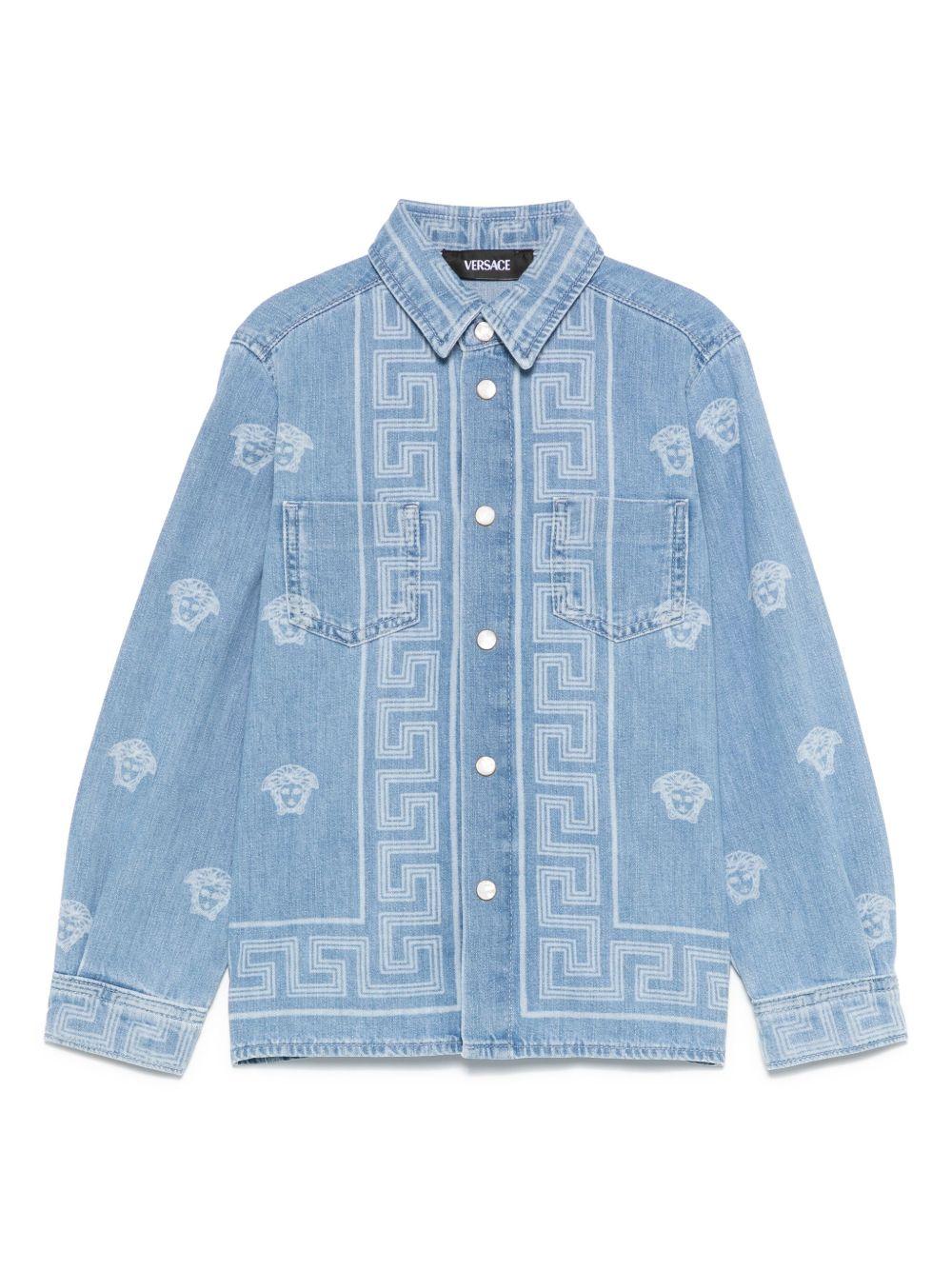 Camicia per bambino Versace Kids Medusa in denim con stampa 10182581A13070 1D190 VERSACE KIDS 