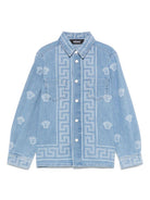 Camicia per bambino Versace Kids Medusa in denim con stampa 10182581A13070 1D190 VERSACE KIDS 