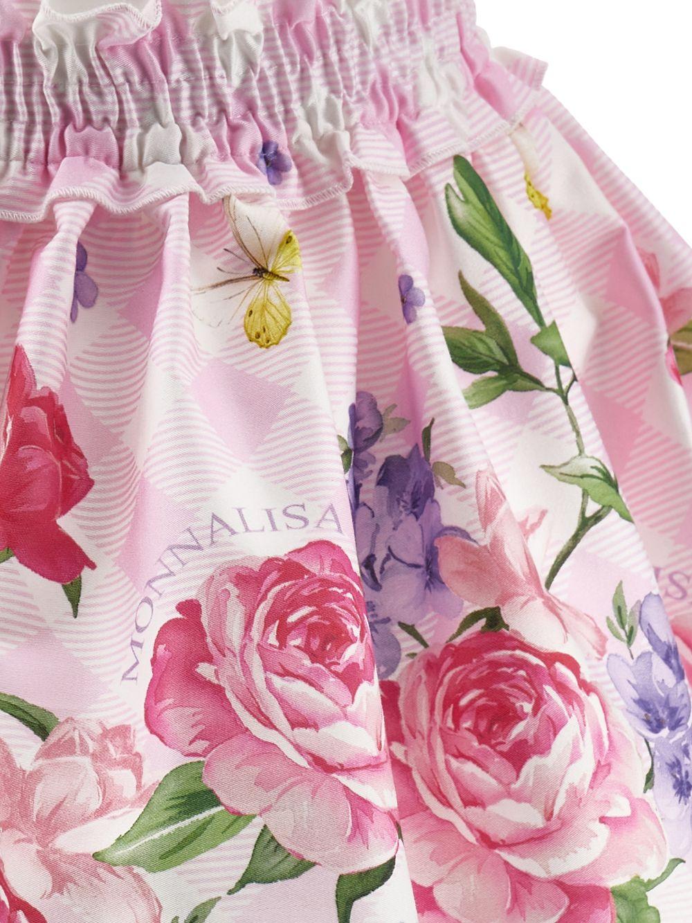 Gonna per bambina Monnalisa rosa con stampa a fiori 11G701 7623 0090 MONNALISA KIDS 