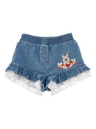 Shorts per neonata Monnalisa x Disney denim con ricamo Winnie the Pooh 39G409 7017 0062 MONNALISA KIDS 