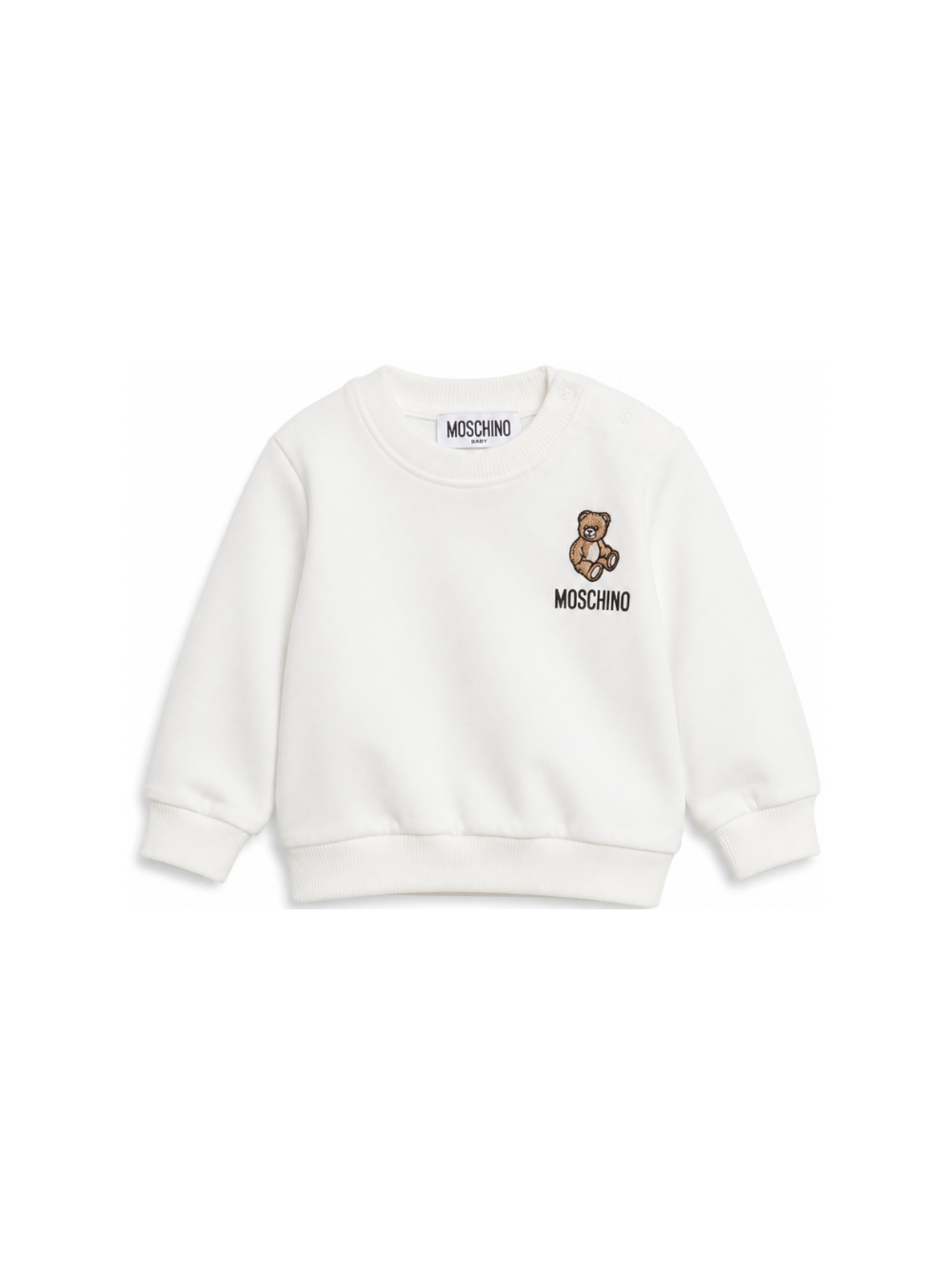 Felpa per neonati Moschino Kids bianco con ricamo Teddy Bear MUF06OLCA40 10063 MOSCHINO KIDS 