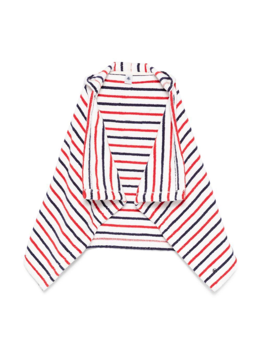 Accappatoio per bambini Petit Bateau bianco con design a righe rosse e blu A0DXI 85 PETIT BATEAU KIDS 