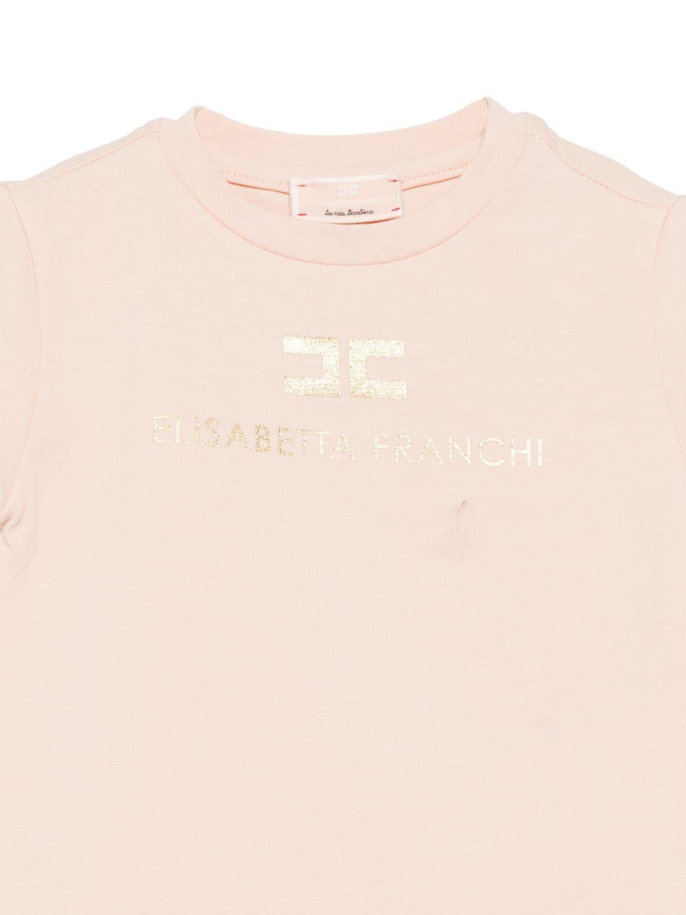T-shirt per neonata Elisabetta Franchi La Mia Bambina rosa con dettaglio logo EGTS1080JE006 C125 ElISABETTA FRANCHI KIDS 