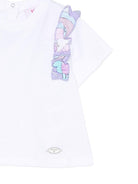 T-shirt per neonata Emilio Pucci Junior bianca con dettaglio ruches PZ8031 Z3672 100 EMILIO PUCCI KIDS 