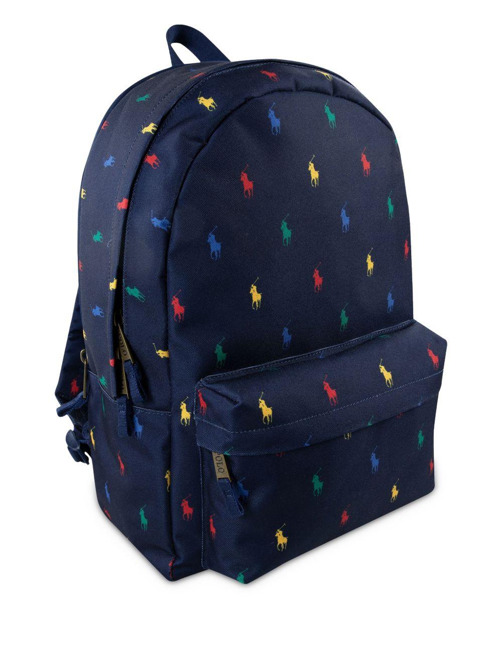 Zaino per bambini Polo Ralph Lauren Kids blu con motivo Polo Pony all-over 9AR153 BCV Ralph Lauren kids 