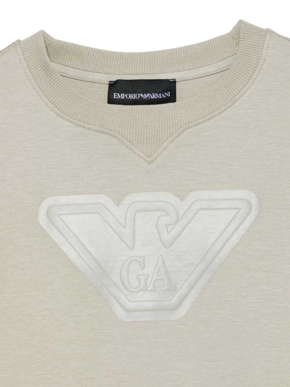 T-shirt con logo e timbro per bambino Emporio Armani Kids verde con girocollo EB000170 AF13218 U8145 EMPORIO ARMANI KIDS 