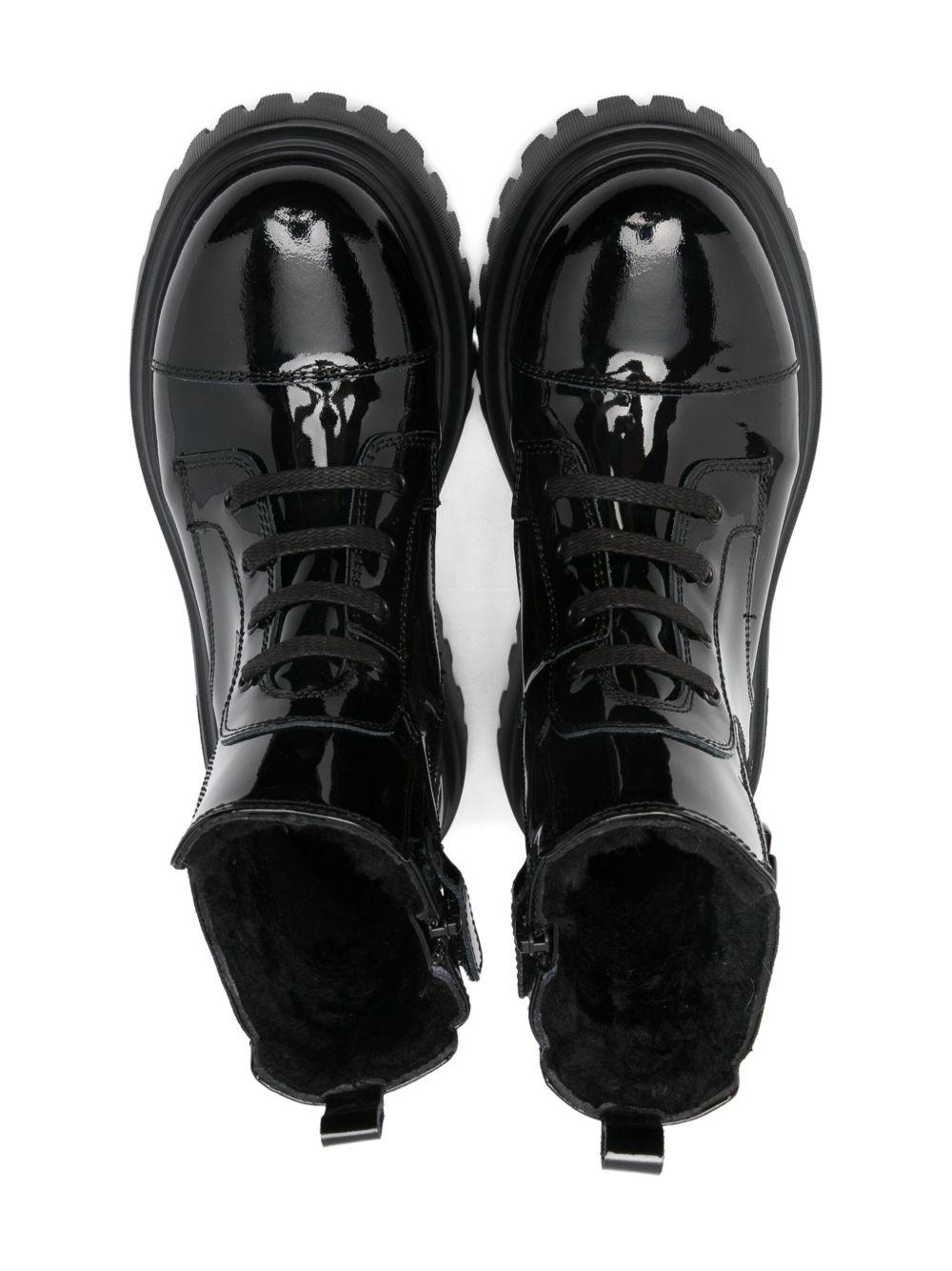 Stivali per bambina Dolce & Gabbana Kids neri con placca con logo D11360 AW623 80999 DOLCE & GABBANA KIDS 