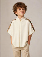 Mantella in lana per bambini Burberry Kids bianca con cerniera e finiture a quadri 8129144 A5933 BURBERRY KIDS 