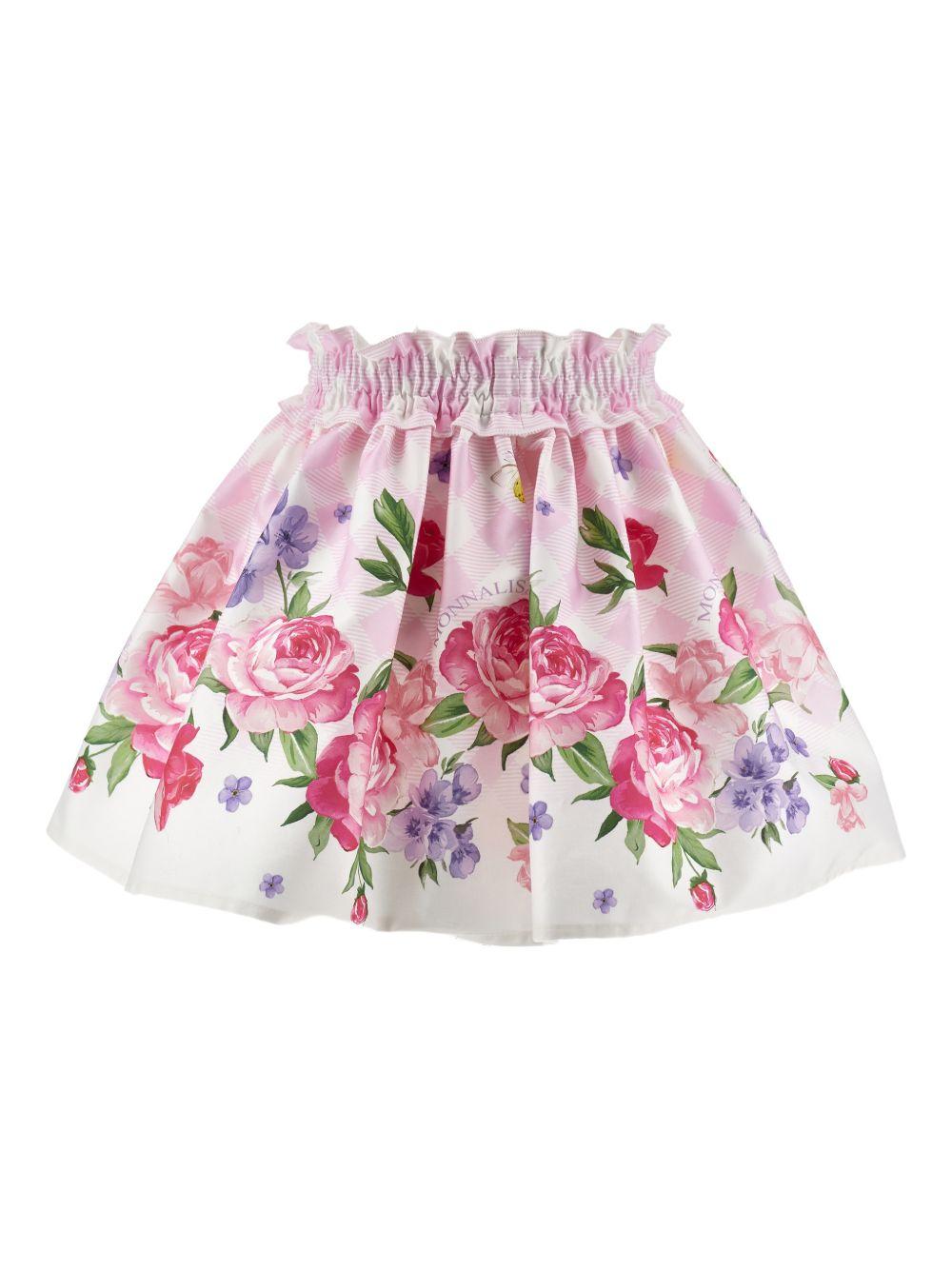 Gonna per bambina Monnalisa rosa con stampa a fiori 11G701 7623 0090 MONNALISA KIDS 