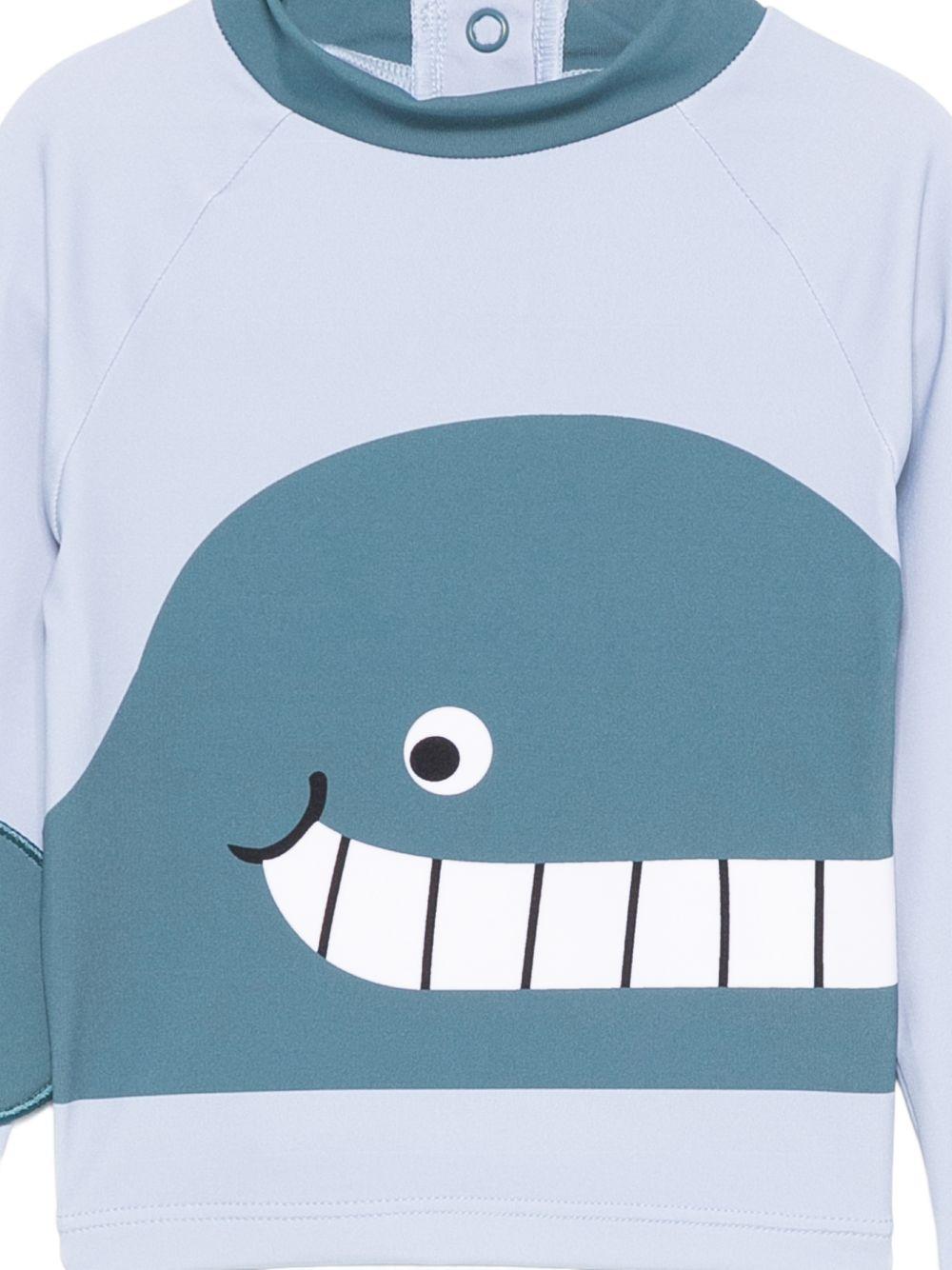 Costume per neonato Stella McCartney Kids azzurro con stampa balena TYC542 Z0157 685 STELLA McCARTNEY KIDS 