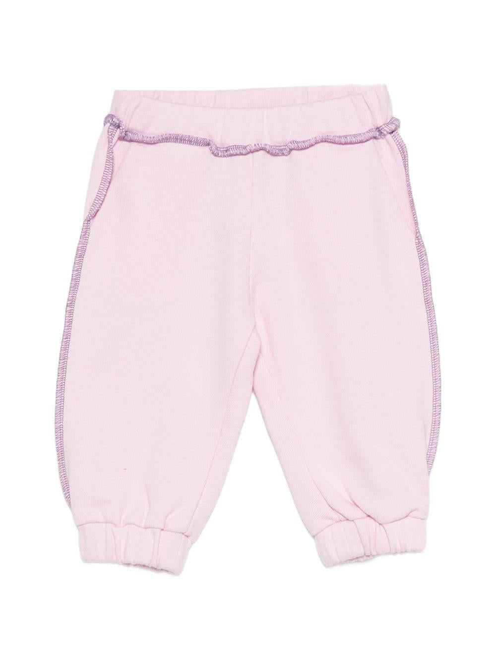 Pantaloni sportivi per neonata Emilio Pucci Junior rosa con cuciture a contrasto PZ6010 Z3183 51S EMILIO PUCCI KIDS 