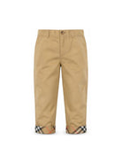 Pantaloni per bambino Burberry Kids beige con risvolto con motivo Check 8131850 B9719 BURBERRY KIDS 