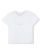 T-shirt per bambina Givenchy Kids bianco con strass con trama jersey H30803 10P GIVENCHY KIDS 