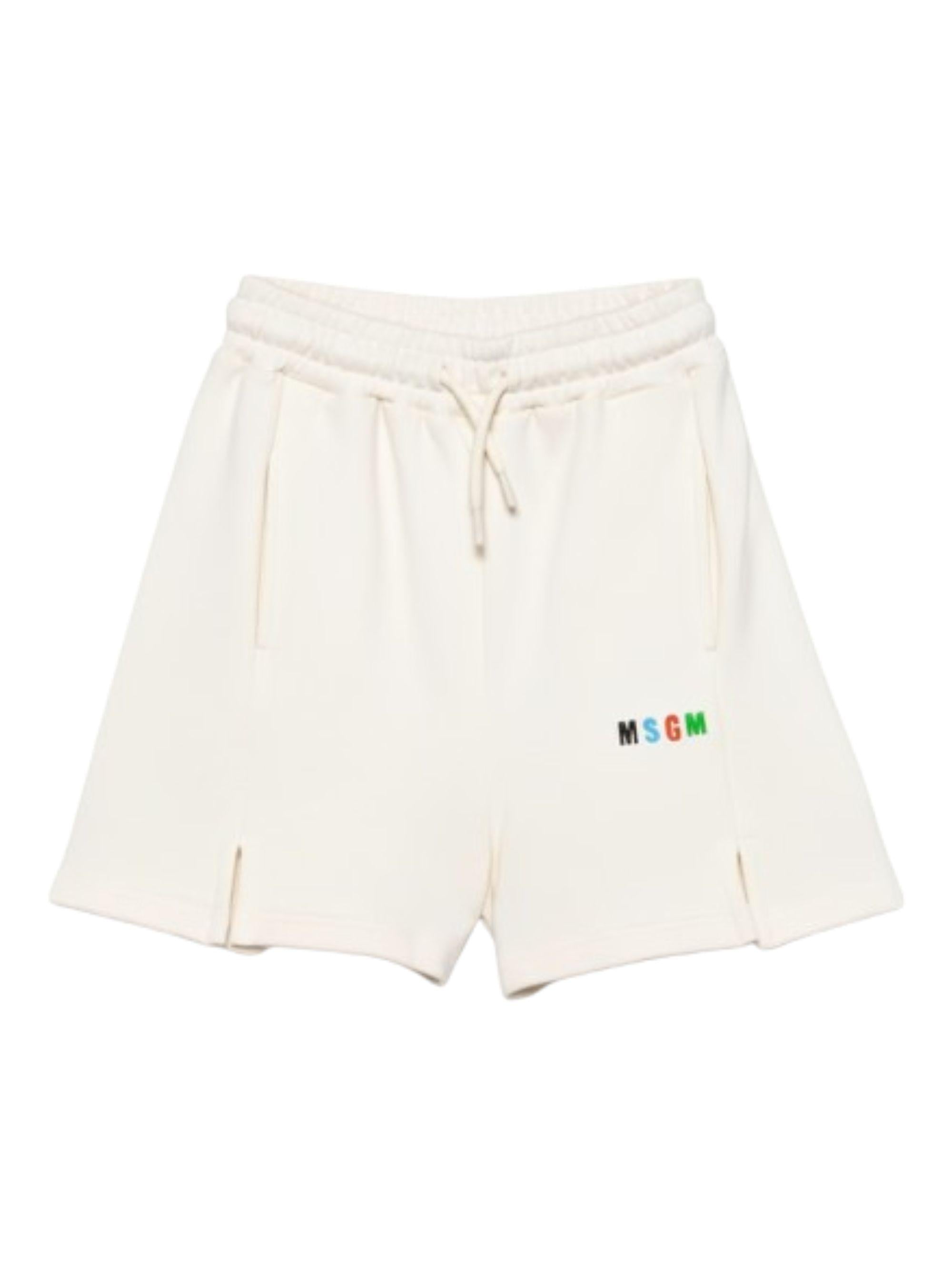 Shorts per bambino MSGM Kids bianchi con vita elasticizzata S6MSJBBE235 013 MSGM KIDS 