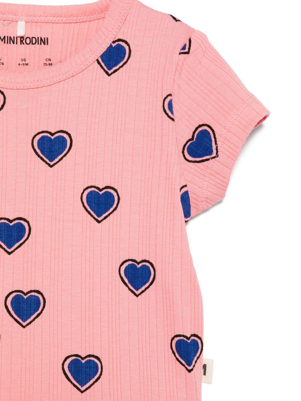 T-shirt per neonata Mini Rodini rosa con stampa a cuori 2522013128NB PINK MINI RODINI KIDS 