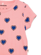 T-shirt per neonata Mini Rodini rosa con stampa a cuori 2522013128NB PINK MINI RODINI KIDS 