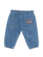 Pantaloni per neonato Moschino Kids denim con toppe ricamate MUP05SL0E34 40646 MOSCHINO KIDS 