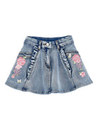 Gonna per bambina Monnalisa in denim con ricamo a fiori 19G700 7015 055B MONNALISA KIDS 