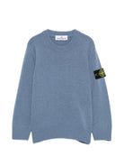 Maglione per bambino Stone Island Kids azzurro con orlo e polsini a coste L2S165100002S00M1 V004B STONE ISLAND KIDS 