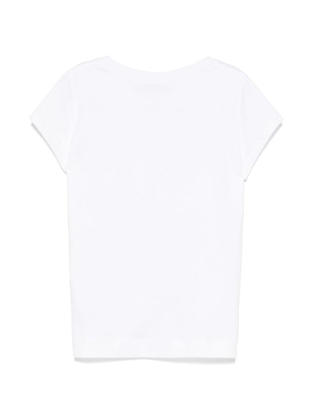 T-shirt con applicazione a cuore per bambina Monnalisa bianco con orlo asimettrico 11E611 5202 9956 MONNALISA 