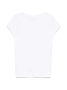 T-shirt con applicazione a cuore per bambina Monnalisa bianco con orlo asimettrico 11E611 5202 9956 MONNALISA 