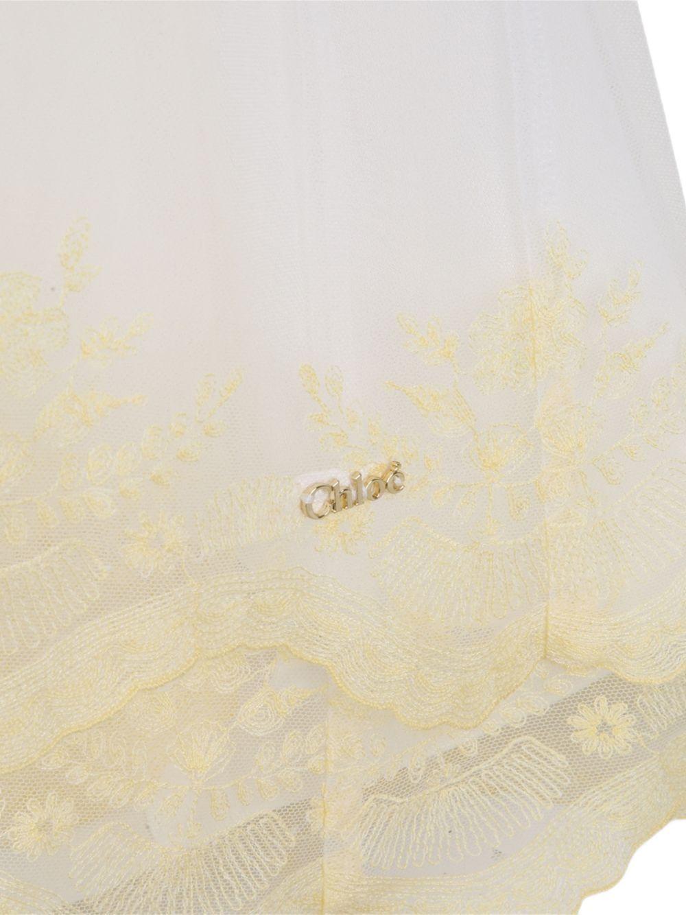 Abito per bambina Chloé Kids bianco con finitura in pizzo C21241 117 CHLOE' KIDS 