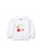 Felpa per neonata Moschino Kids bianca con stampa ciliegie MGF02KLCA52 10101 MOSCHINO KIDS 