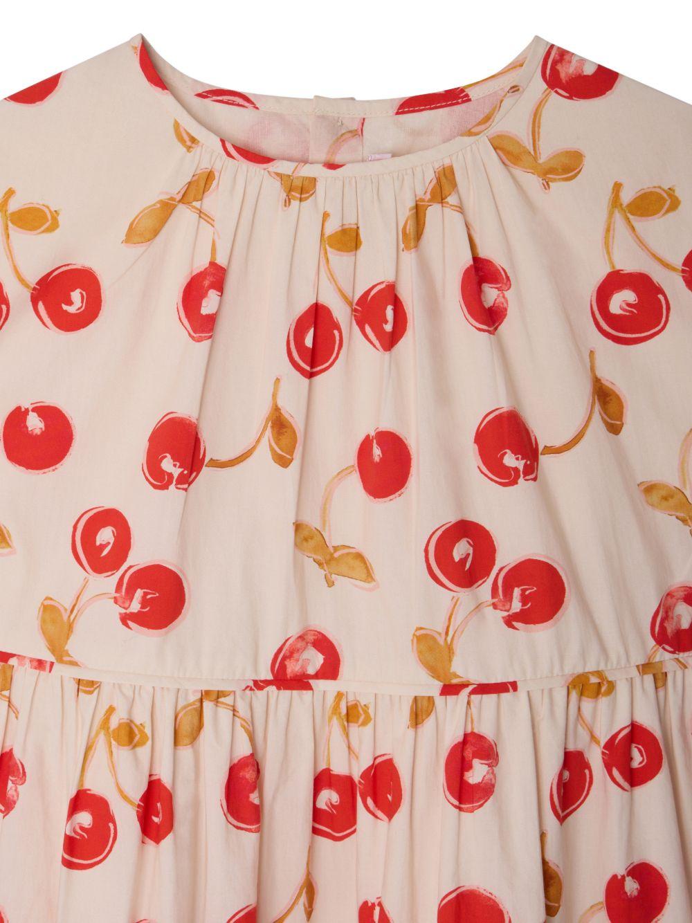 Abito Leontine per bambina Bonpoint beige con stampa Cherry S06GDRW00011 603A BONPOINT KIDS 