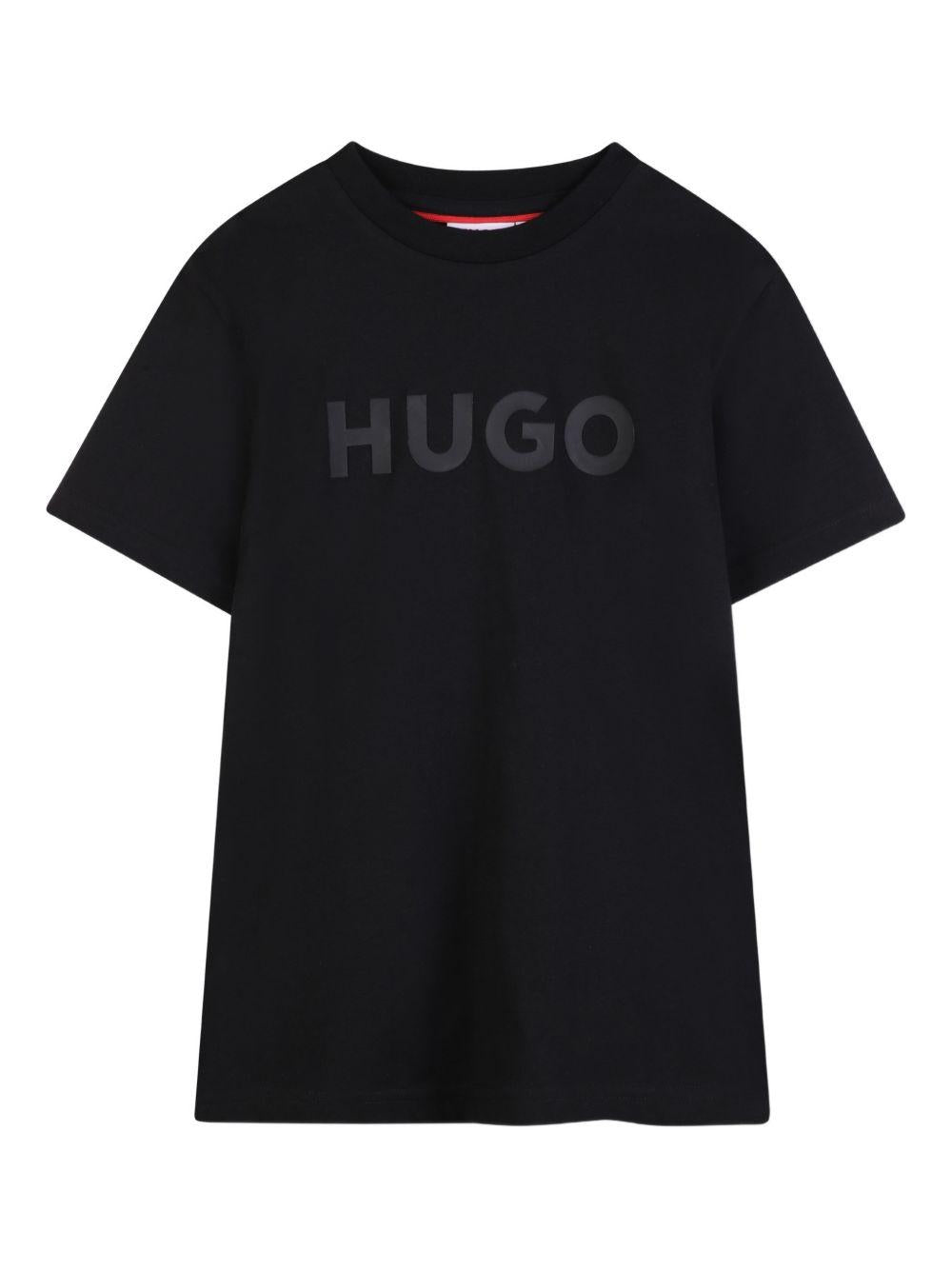 T-shirt per bambino Hugo Kids nero con logo sul davanti G01014 09B Hugo KIDS 