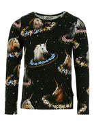 T-shirt per bambina Molo nera con stampa unicorno 2W25A415 9383 MOLO 