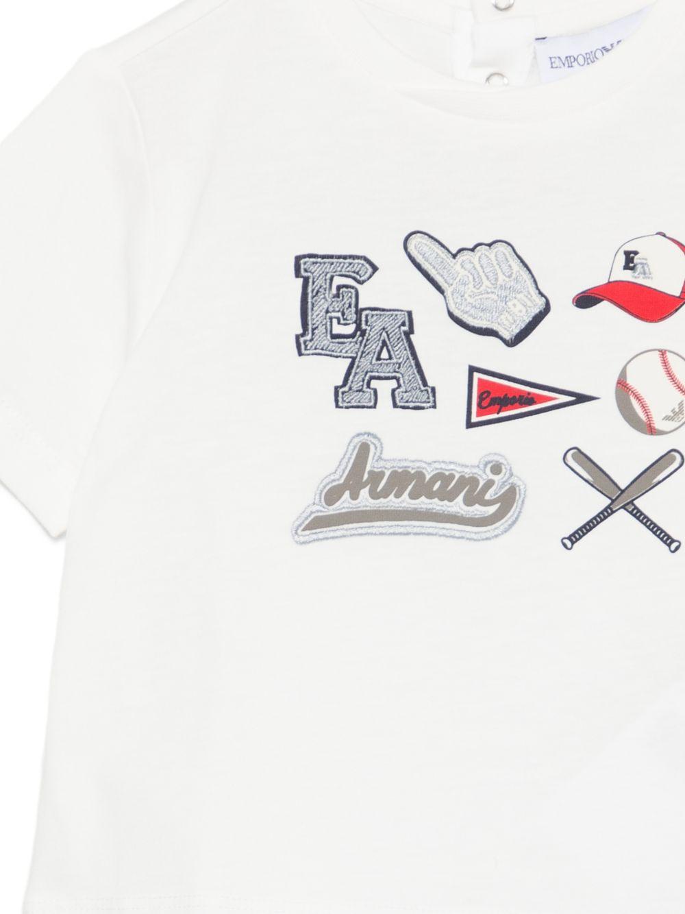 T-shirt per neonato Emporio Armani Kids bianca con stampa grafica sul davanti EB001078 AF21820 U0003 EMPORIO ARMANI KIDS 
