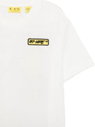 T-shirt per bambino Off-White Kids bianca con ricamo logo sul davanti 44BAA002S26J00C 100 OFF WHITE KIDS 