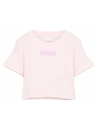 T-shirt per bambina Palm Angels Kids rosa con logo sul davanti PGAA017S26JER001 042 PALM ANGELS KIDS 
