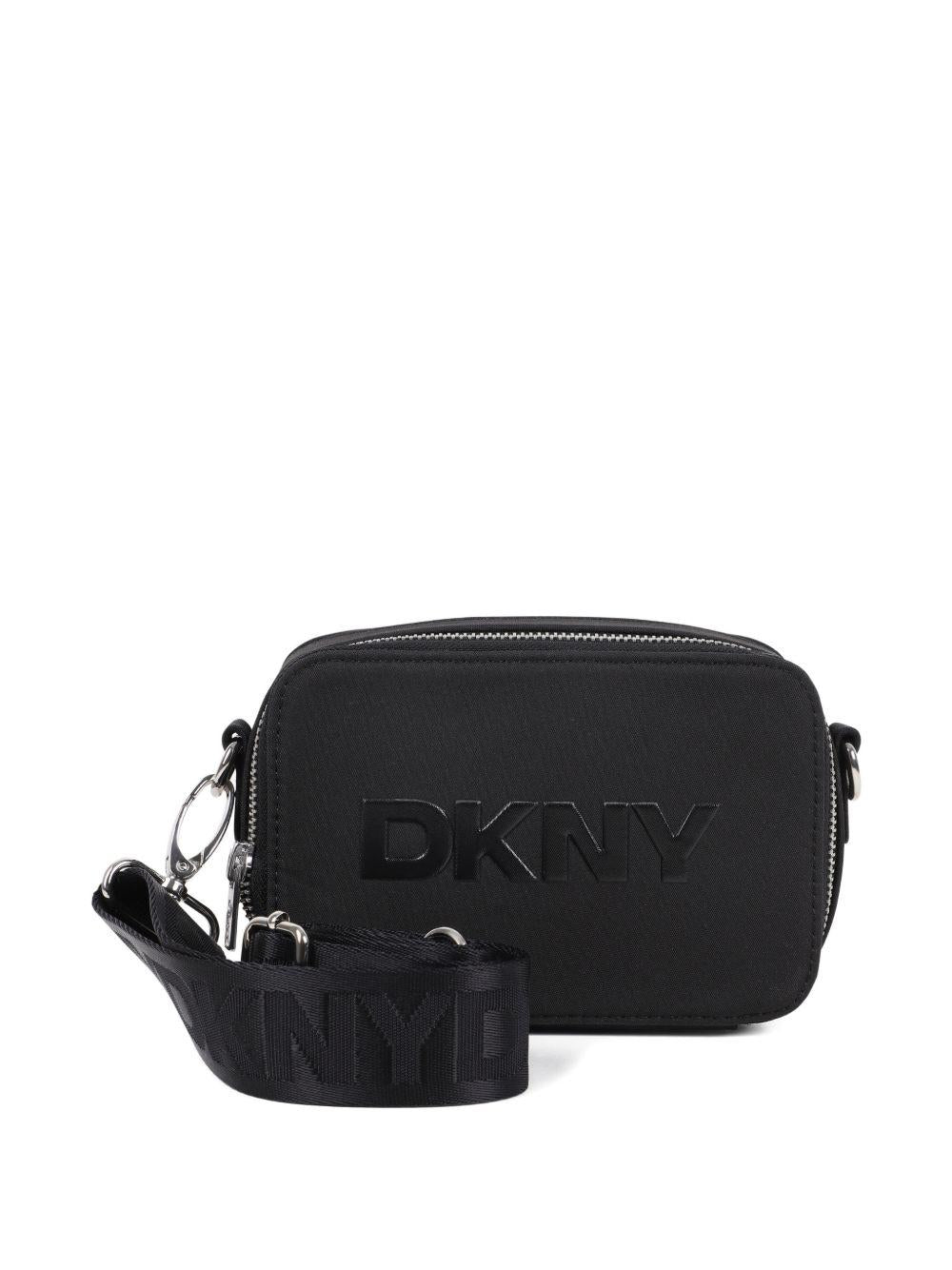Borsa a spalla per bambina Dkny Kids nera con logo goffrato D62638 09B DKNY KIDS 