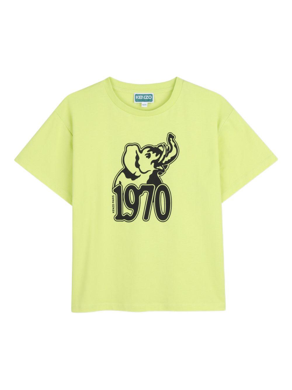 T-shirt per bambino Kenzo Kids verde lime con dettaglio sul davanti K61672 545 KENZO KIDS 