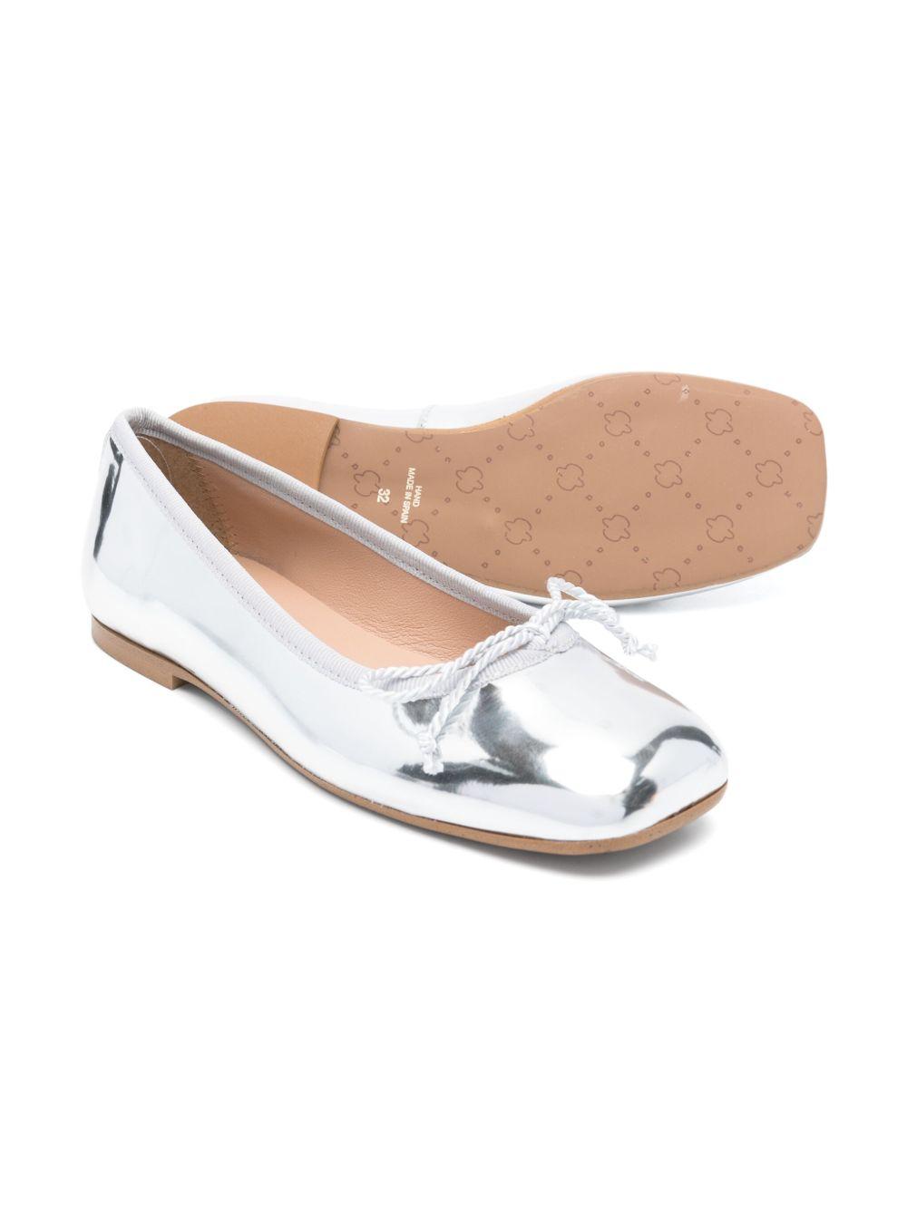 Ballerine per bambina Eli1957 argento in pelle verniciata e punta quadrata con dettaglio fiocco 53003AJ PLATA ElI 