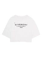 T-shirt per bambina Givenchy Kids bianca con taglio crop H31224 10P GIVENCHY KIDS 